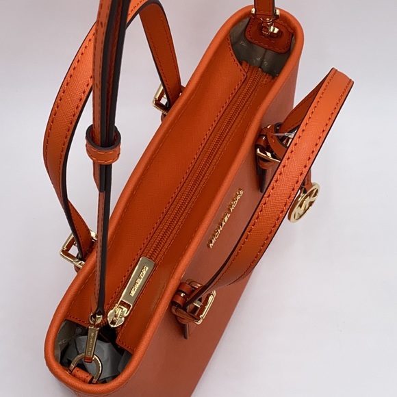 MICHAEL KORS XS CONVERTIBLE TOP ZIP TOTE TANGERINE - Picture 7 of 16